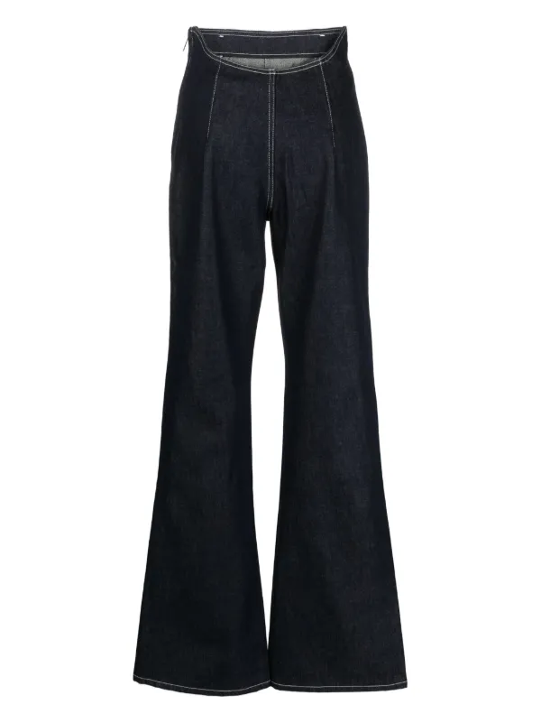 GCDS contrast-stitching high-rise Flared Jeans Blue FARFETCH PH