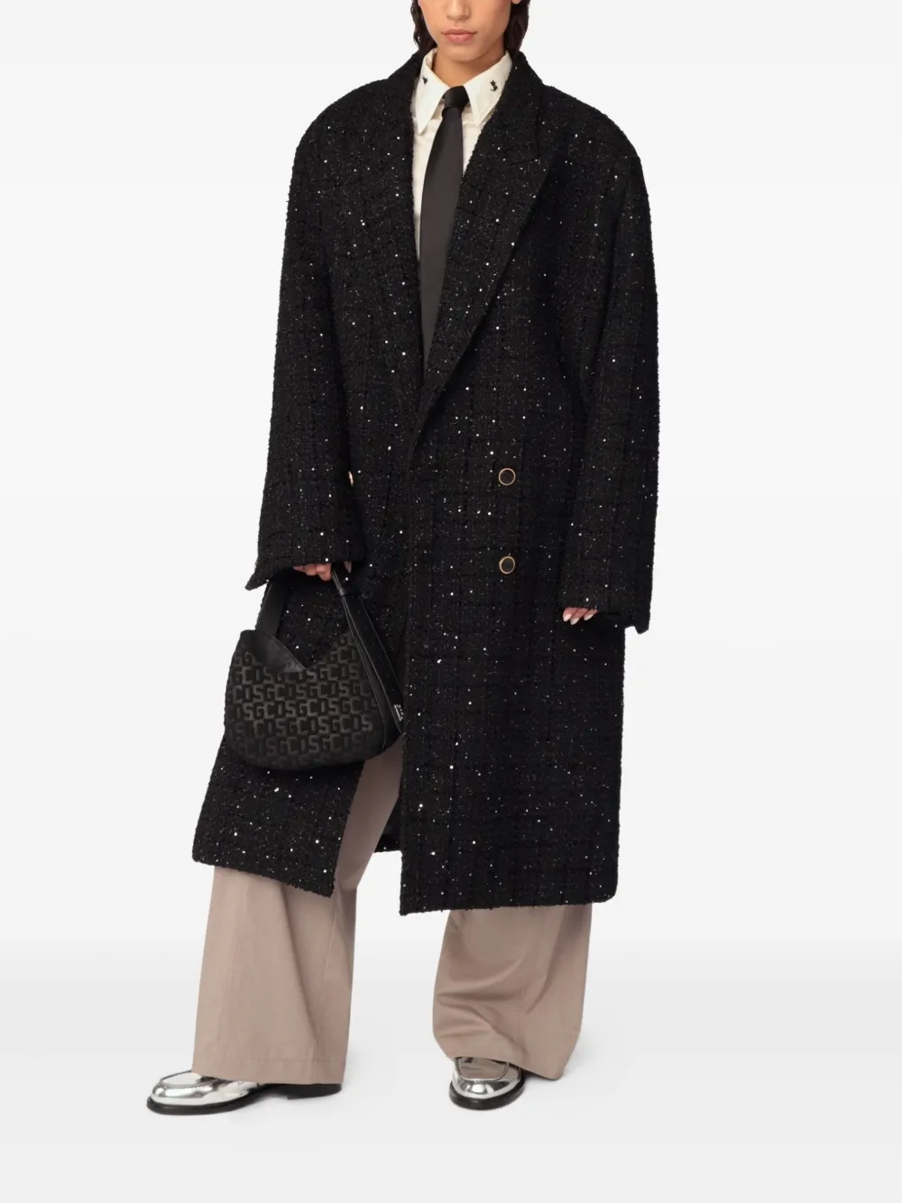GCDS Tweed jas Zwart