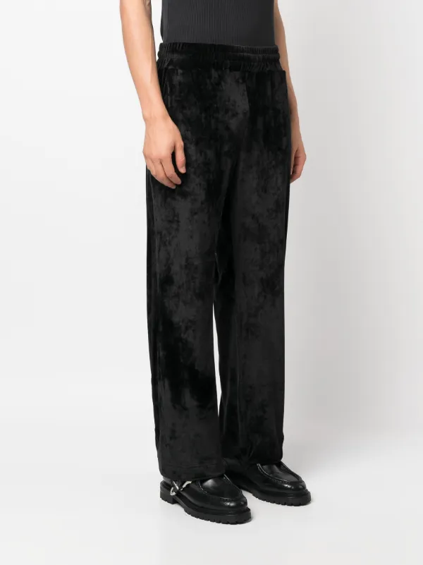 GCDS logo-embroidered Velvet Trousers | Black | FARFETCH