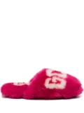 GCDS logo print faux-fur slippers - Pink