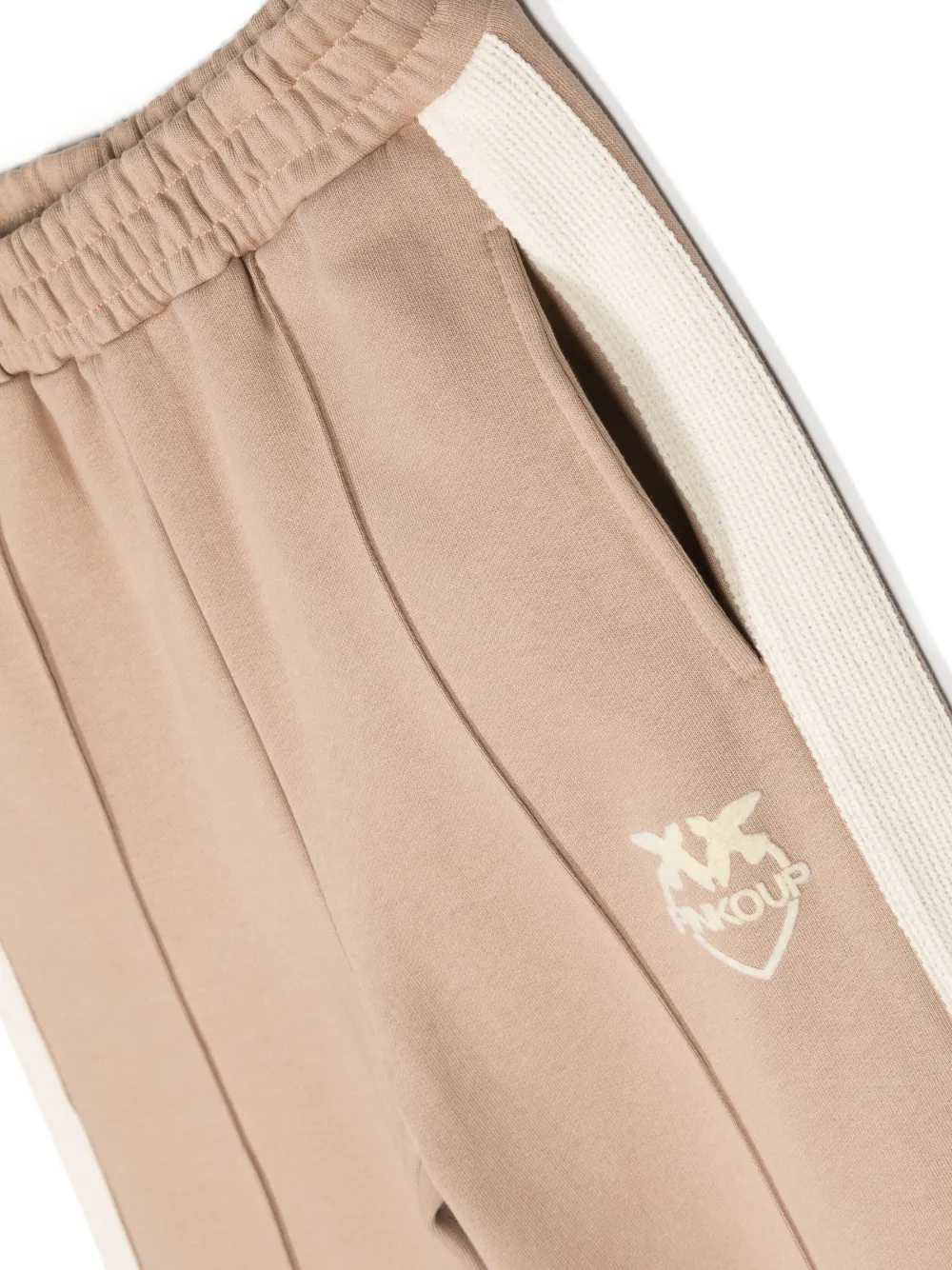 Pinko Logo-print Straight-leg Trousers In Brown
