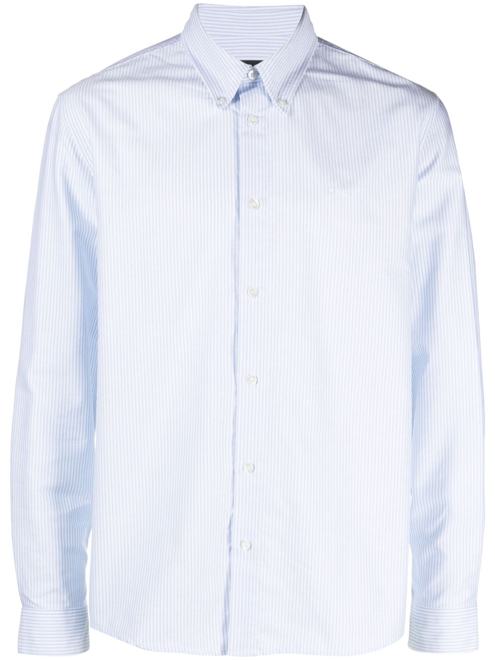 Apc Striped Cotton Shirt In Blue