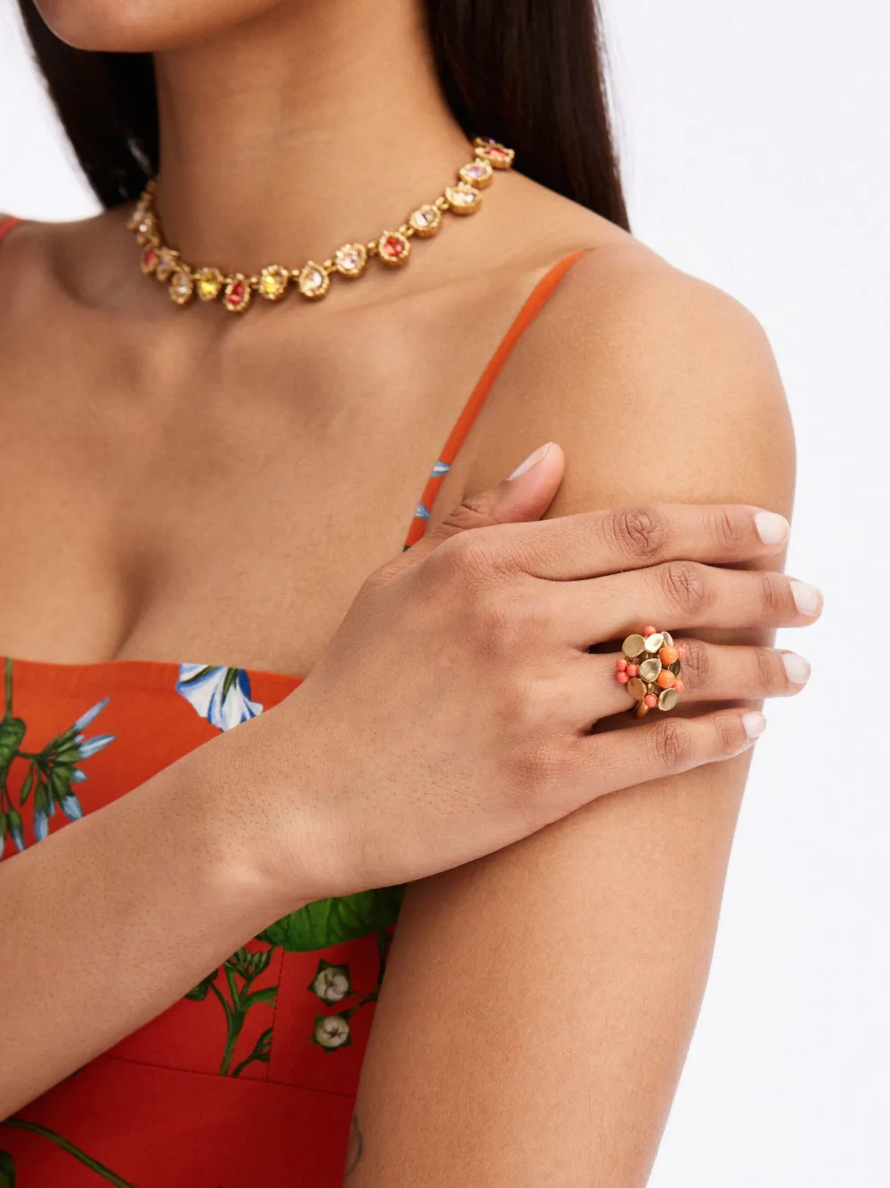 Oscar de la Renta Ring verfraaid met parel - Veelkleurig