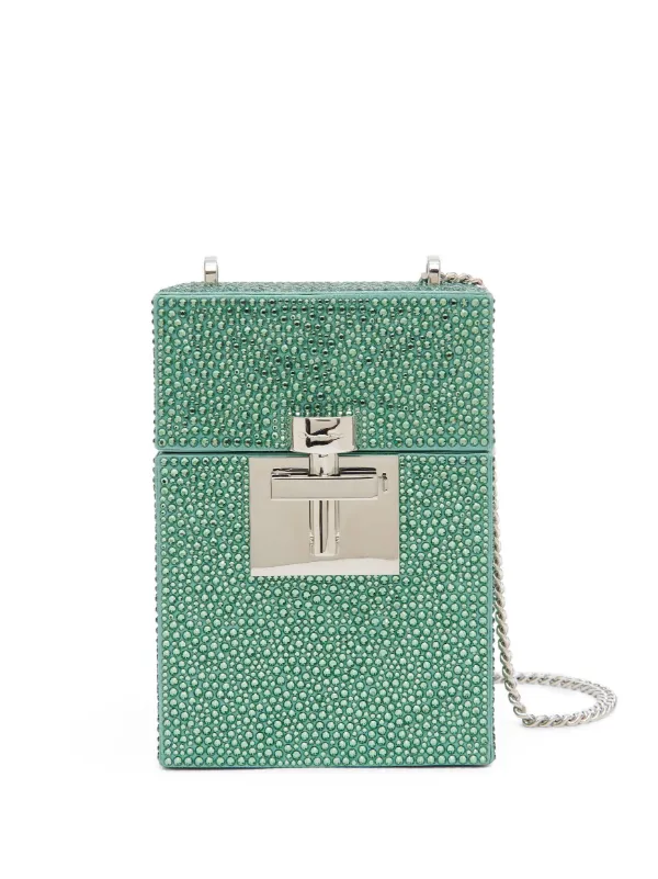 Oscar de la Renta Alibi Crystal-embellished Bucket Bag in Green