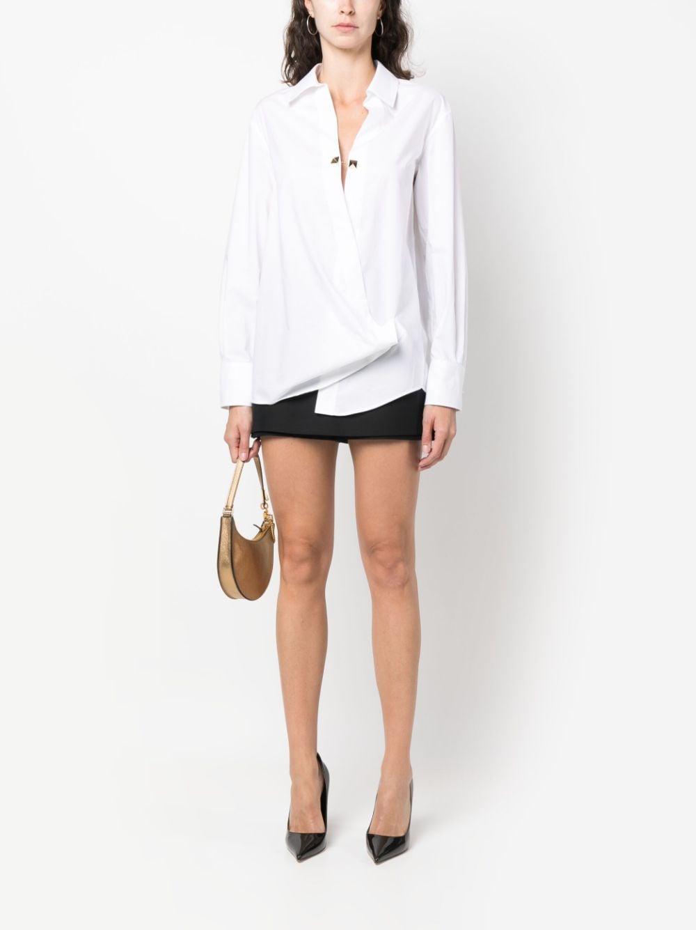 Shop Valentino Rockstud-embellished Cotton Shirt In White