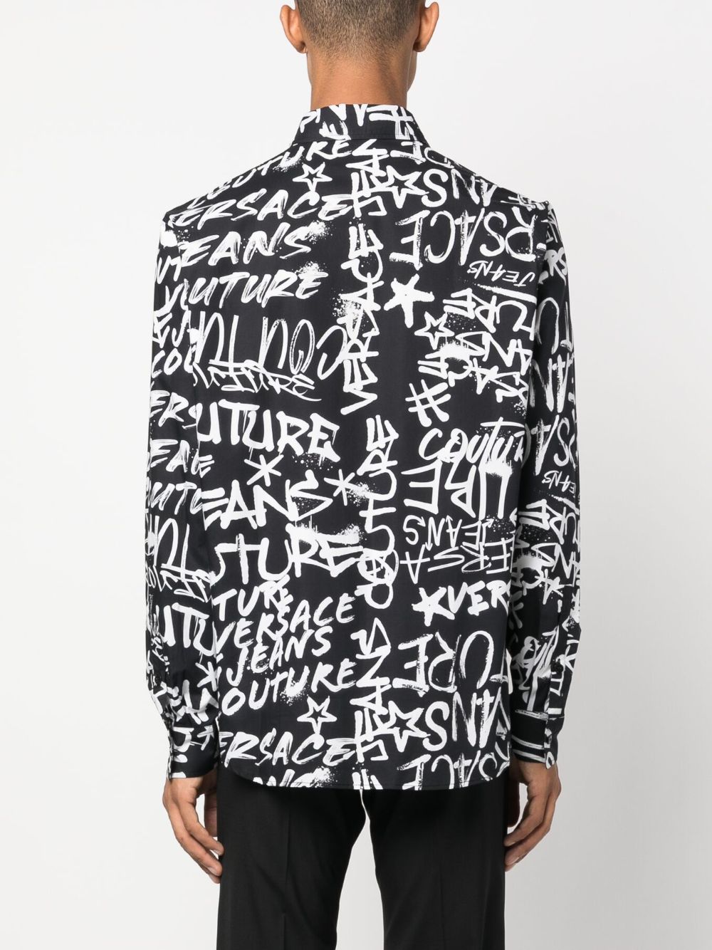 Shop Versace Jeans Couture Logo-print Cotton Shirt In Black