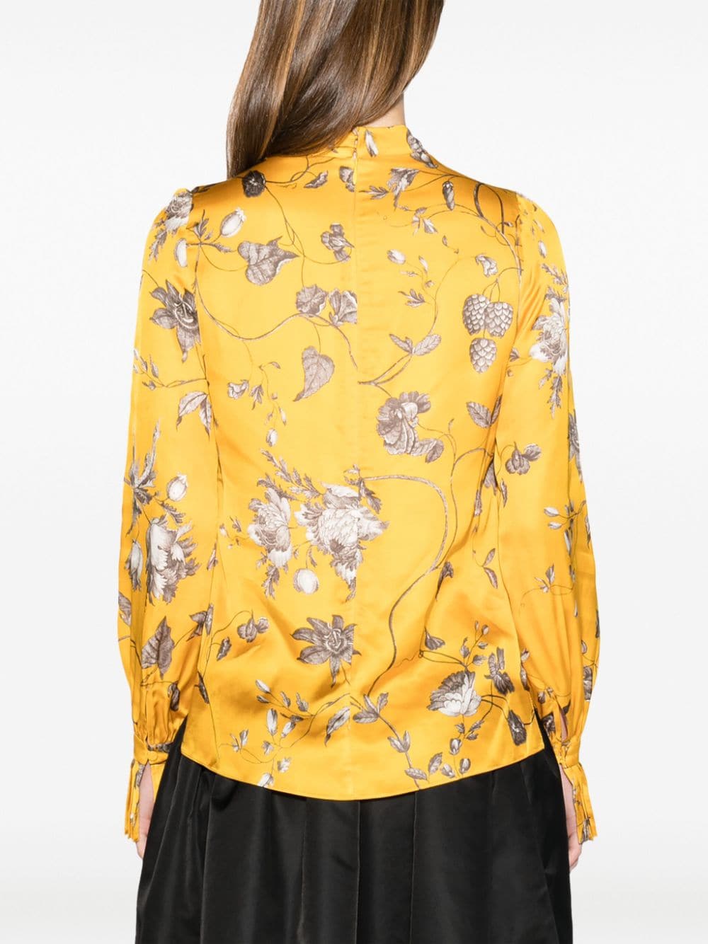 Shop Erdem Floral-print Long-sleeve Blouse In Yellow