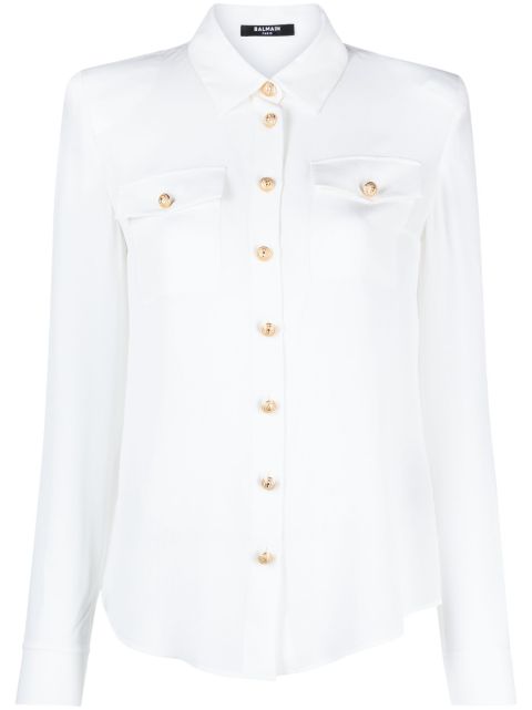 Balmain padded shoulders silk blouse Women