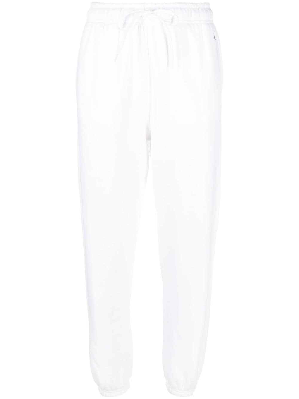 Shop Polo Ralph Lauren Fleece Cotton Track Pants In White