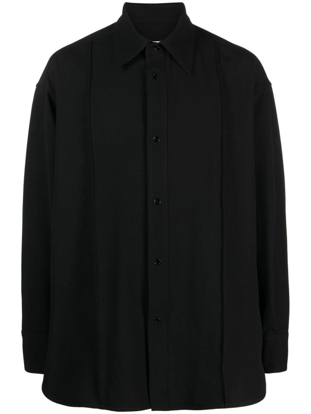 Mm6 Maison Margiela Inverted-pleat Long-sleeved Shirt In Black