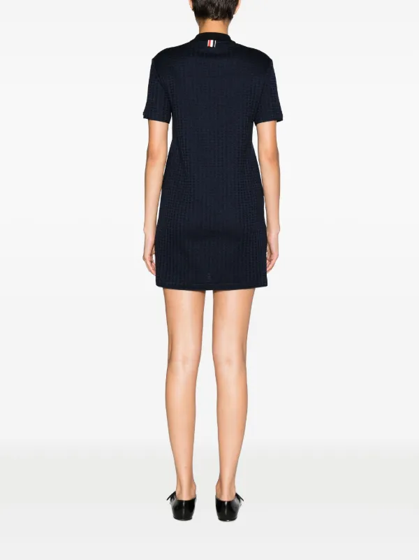 Thom Browne Checked Jacquard Polo Minidress | Blue | FARFETCH