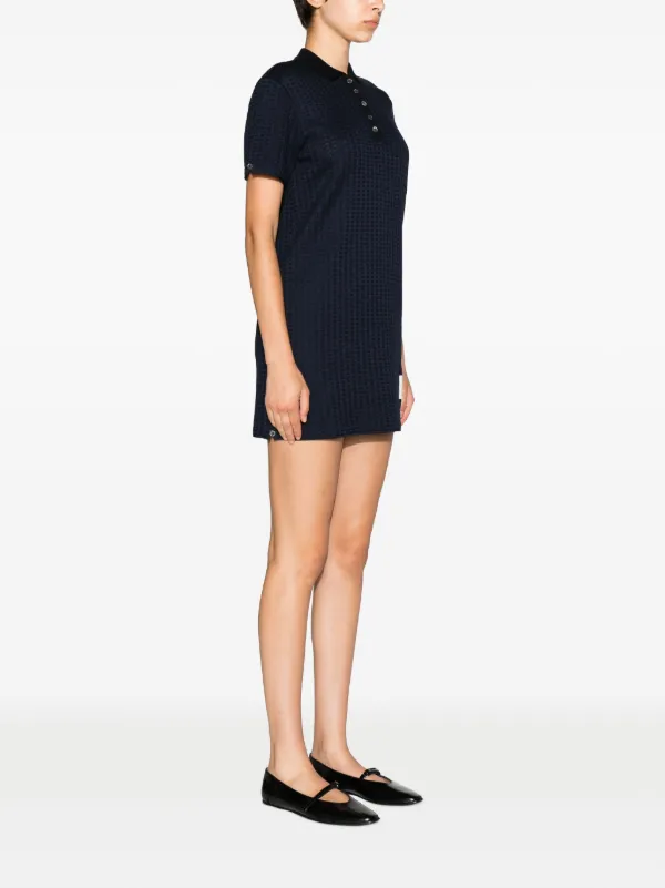 Thom Browne Checked Jacquard Polo Minidress | Blue | FARFETCH