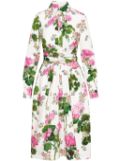 Oscar de la Renta geranium-print poplin midi dress - Neutrals