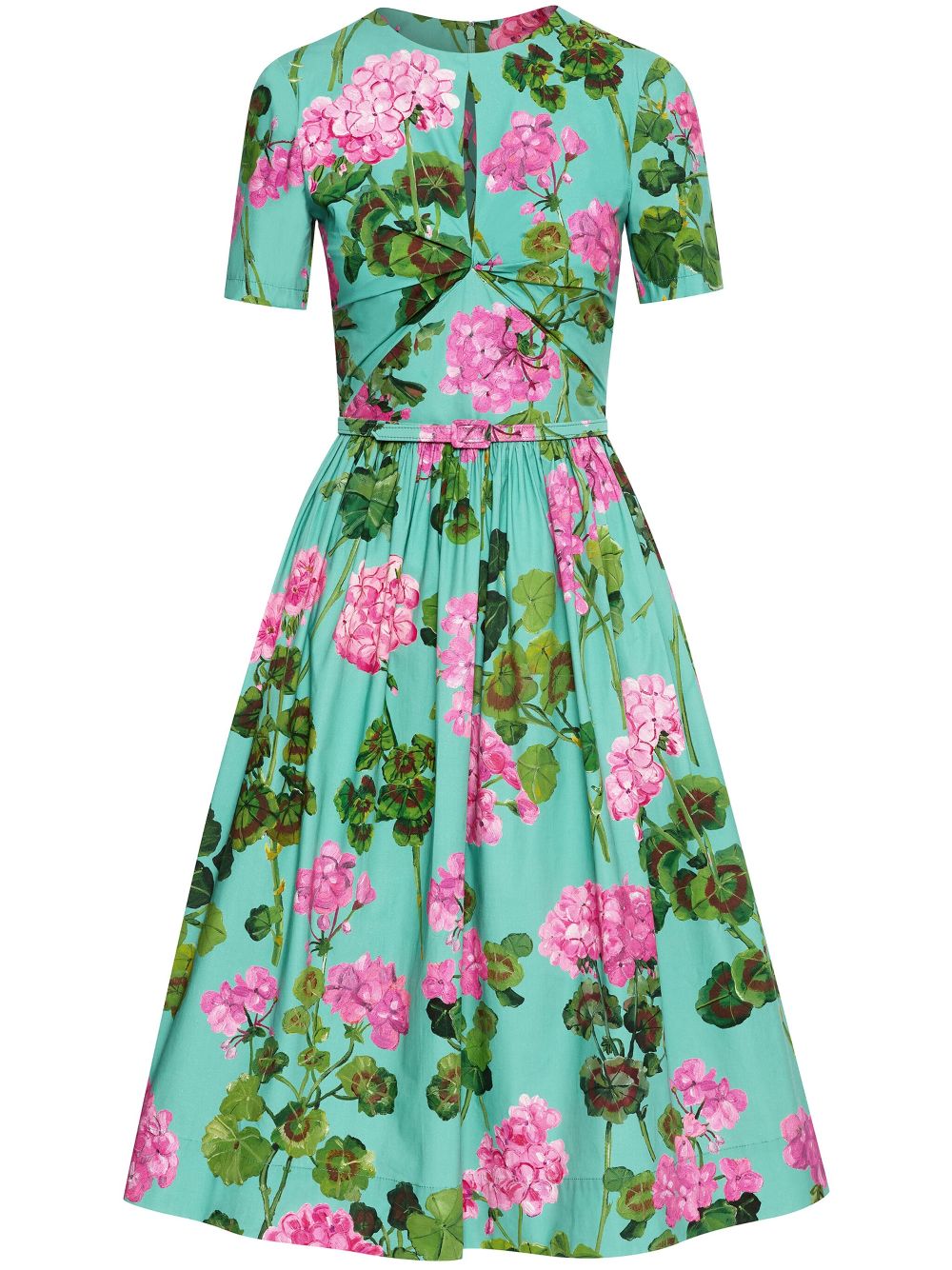 Oscar De La Renta geranium-print Twisted Midi Dress - Farfetch