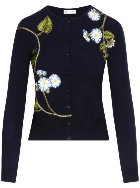 Oscar de la Renta Morning Glory threadwork cardigan
