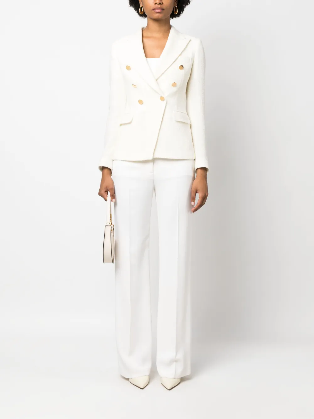 Tagliatore shearling single-breasted wool blazer - Wit