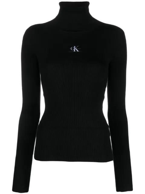 Calvin Klein logo-embroidered high-neck jumper 