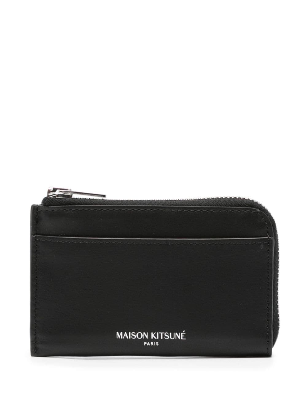 Maison Kitsuné Logo-print Leather Wallet In Black