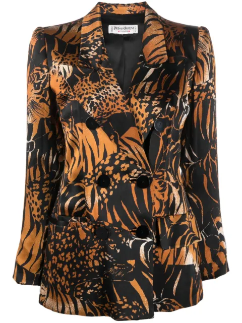 Saint Laurent Pre-Owned blazer de seda con animal print 1990