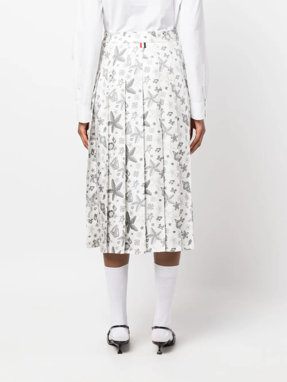 Thom Browne Plooirok met print Wit