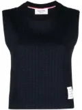 Thom Browne logo-patch jacquard top - Blue