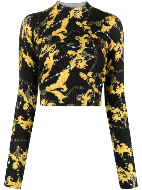 Versace Jeans Couture Chain Couture-print cropped jumper