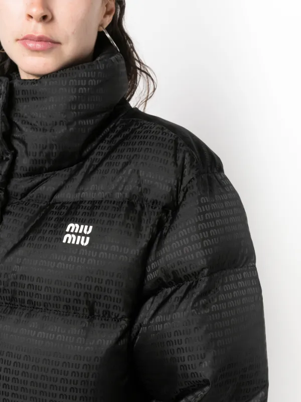 Miu Miu logo-print Quilted Jacket | Black | FARFETCH HK