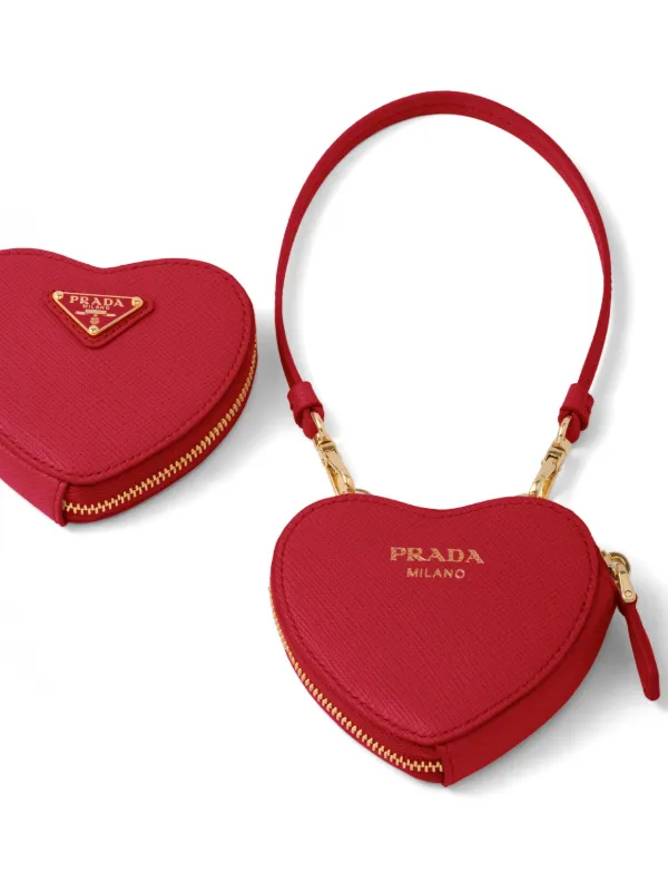 Prada Odette heart shaped Leather Mini Pouch Red FARFETCH HK