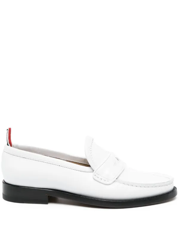 Thom Browne Spazzolato Pleated Varsity Loafers in White