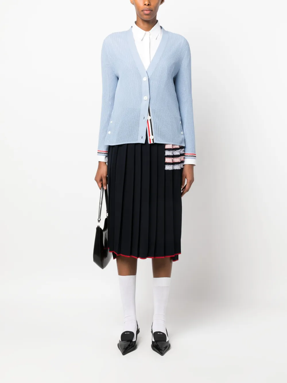 Thom Browne pointelle-knit RWB stripe cardigan | Cardigans | Image 2