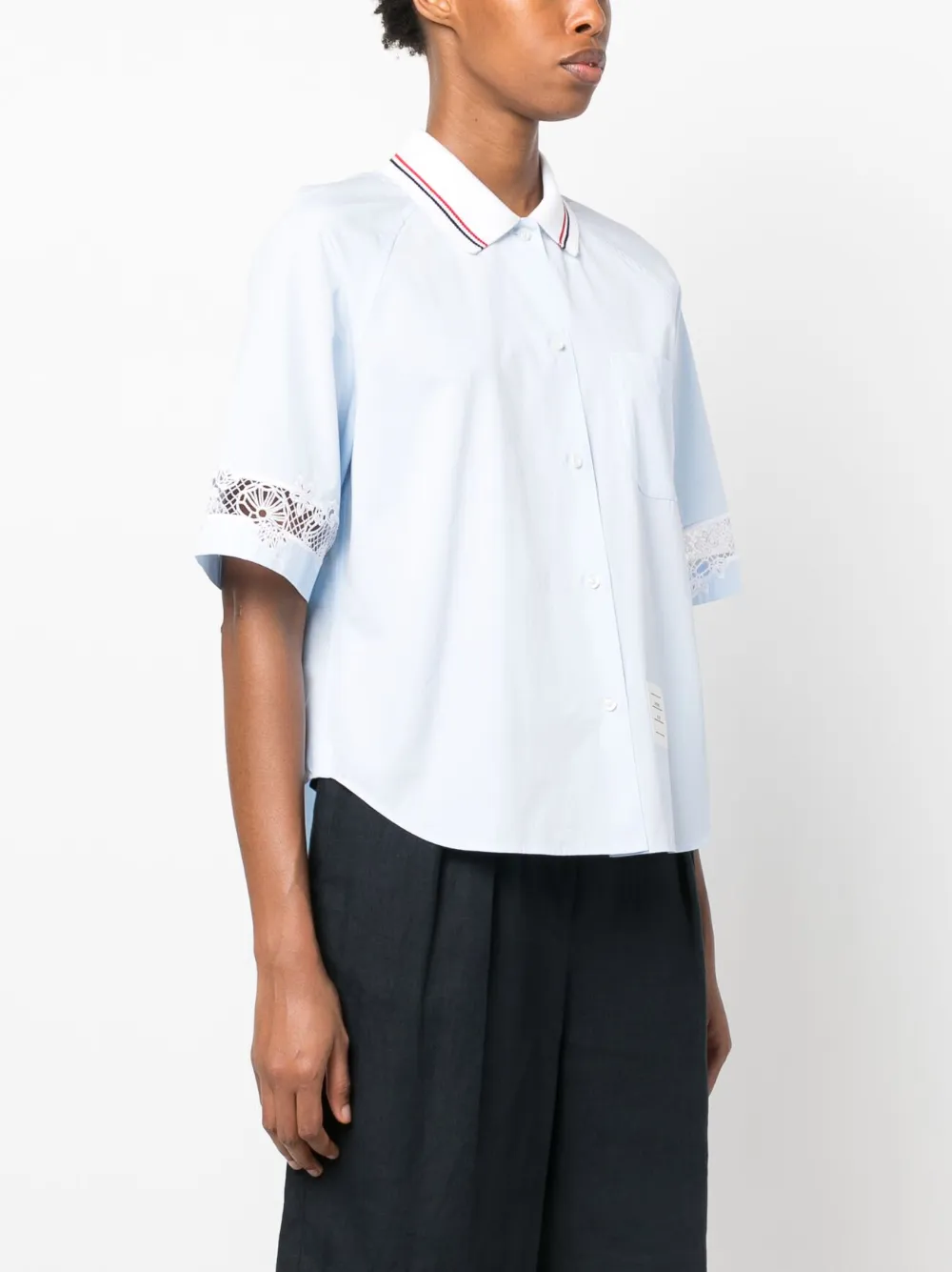 Thom Browne Blouse met broderie anglaise Blauw