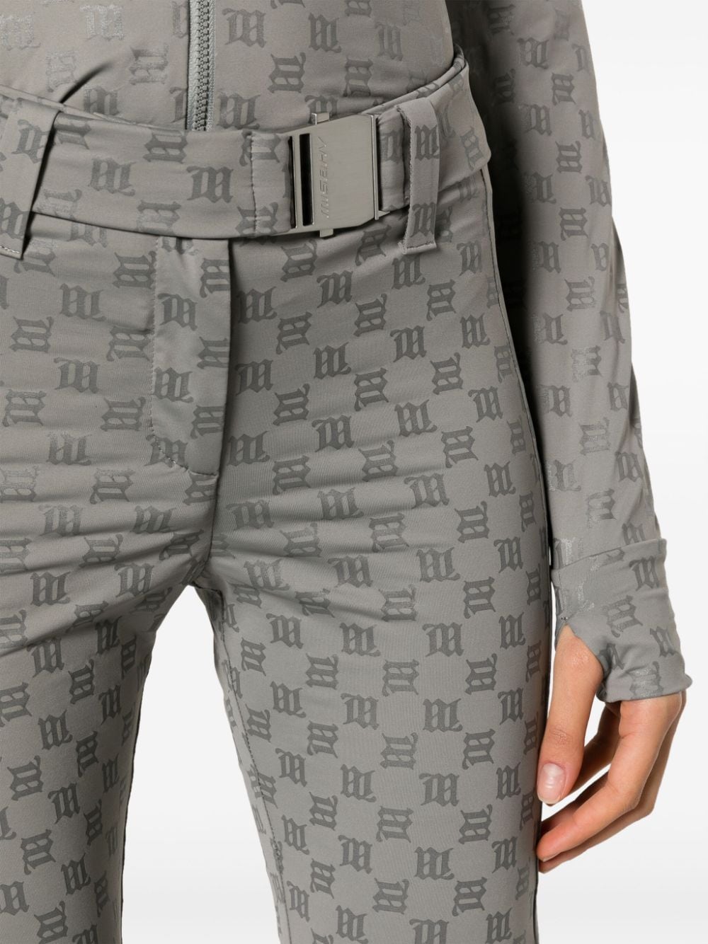 Shop Misbhv Monogram-print Flared Trousers In Grey