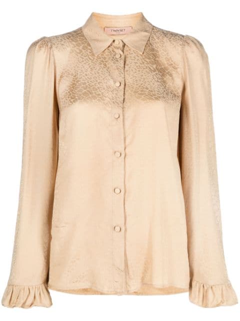 satin jacquard long-sleeve shirt