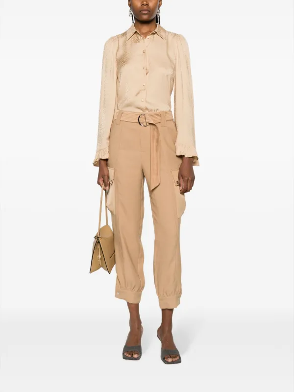 TWINSET Camicia Con Stampa Animalier e Polsini Con Ruches