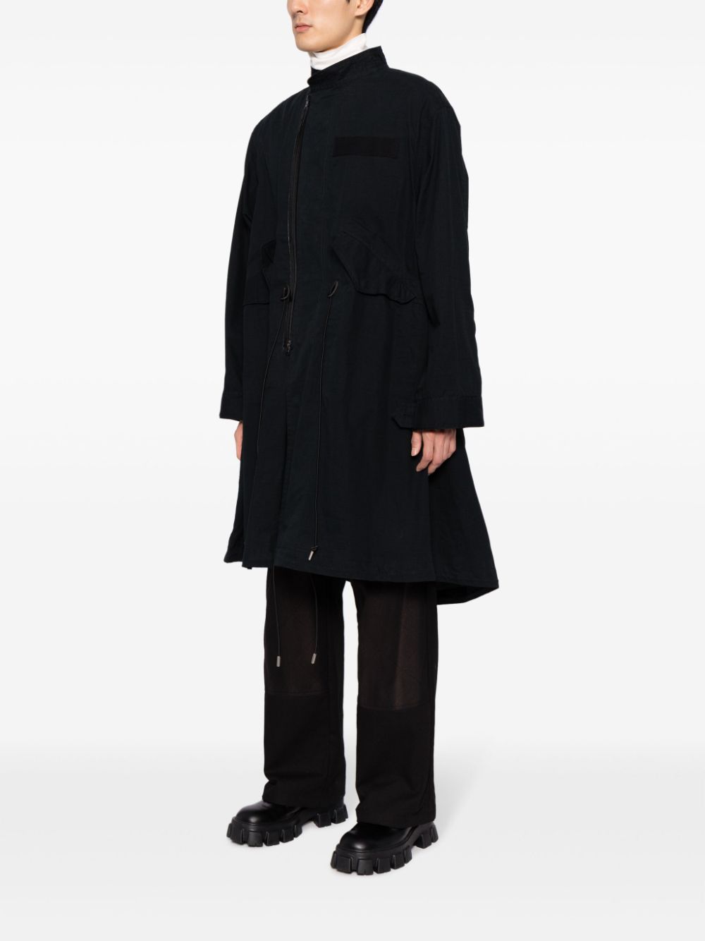 Shop Sacai Zip-up Long-sleeve Coat In Black