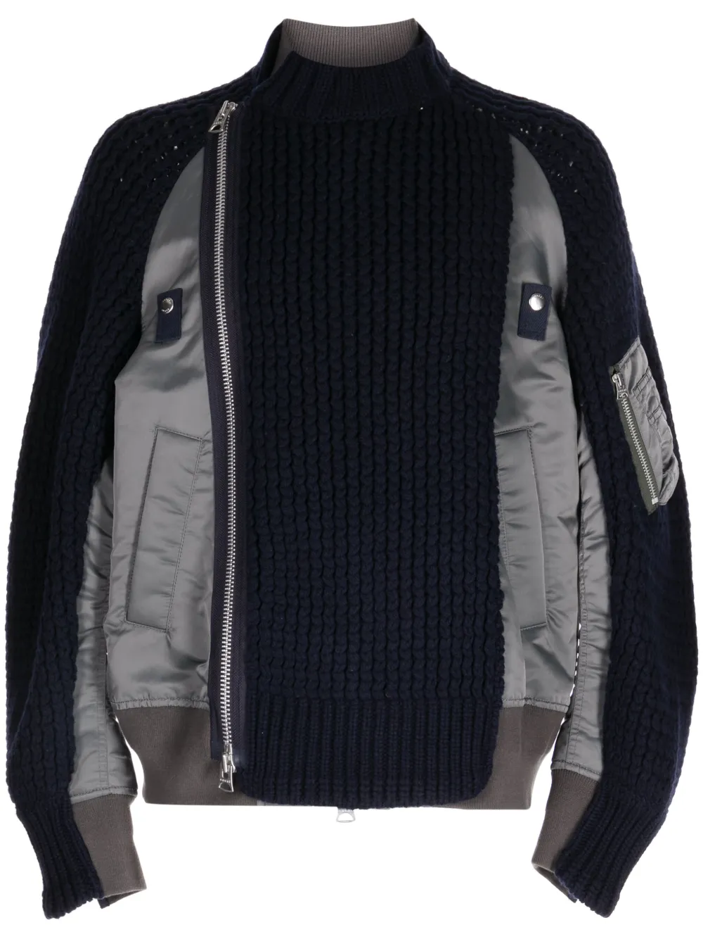 Sacai waffle-knit high-neck Padded Jacket - Farfetch