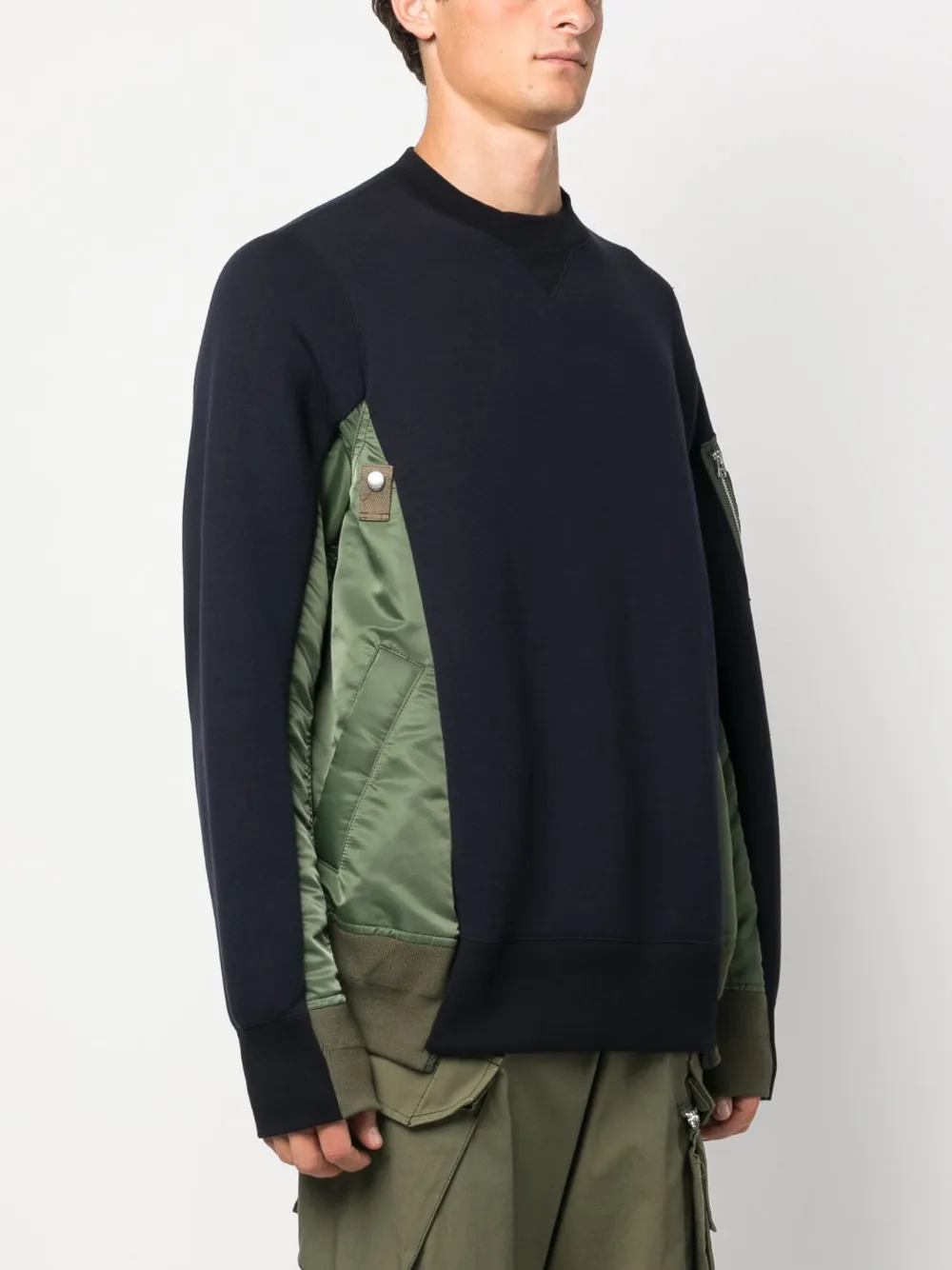 Sacai Sponge Sweat X Nylon Twill Sweatshirt - Farfetch