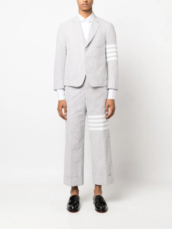 ■Thom Browne■シングル ストライプ コットンジャケット Thom Browne ストライプ シングルジャケット | グレー | FARFETCH JP