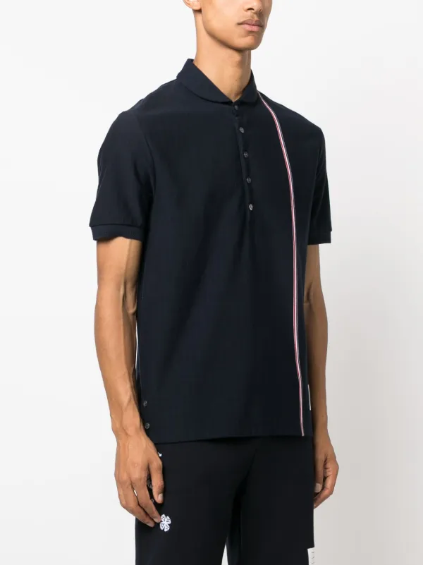 【THOM BROWNE】Rugby Fit RWB Stripe Short Sleeve Polo Shirt Thom Browne Rugby Fit Short Sleeve Polo in White | FWRD