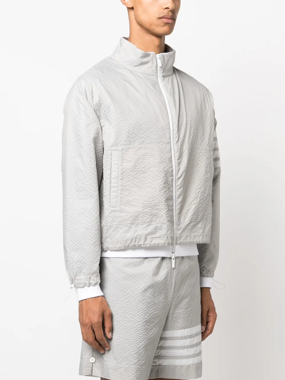 Shop Thom Browne 4-bar Ripstop Jacket In Grey