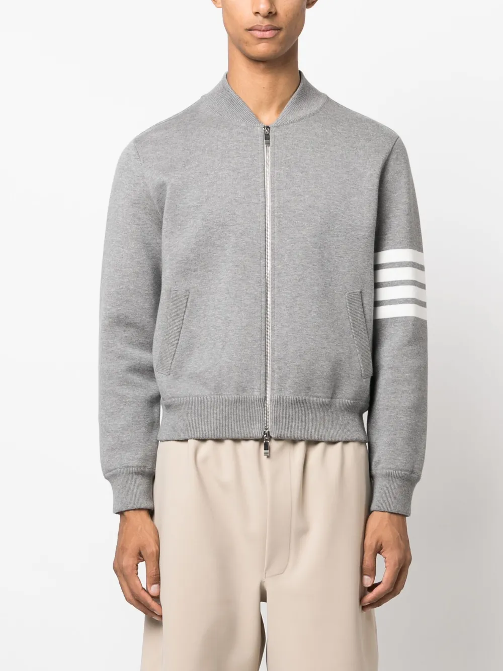 Shop Thom Browne Crab Gem Icon Cotton Bomber Jacket In Grey