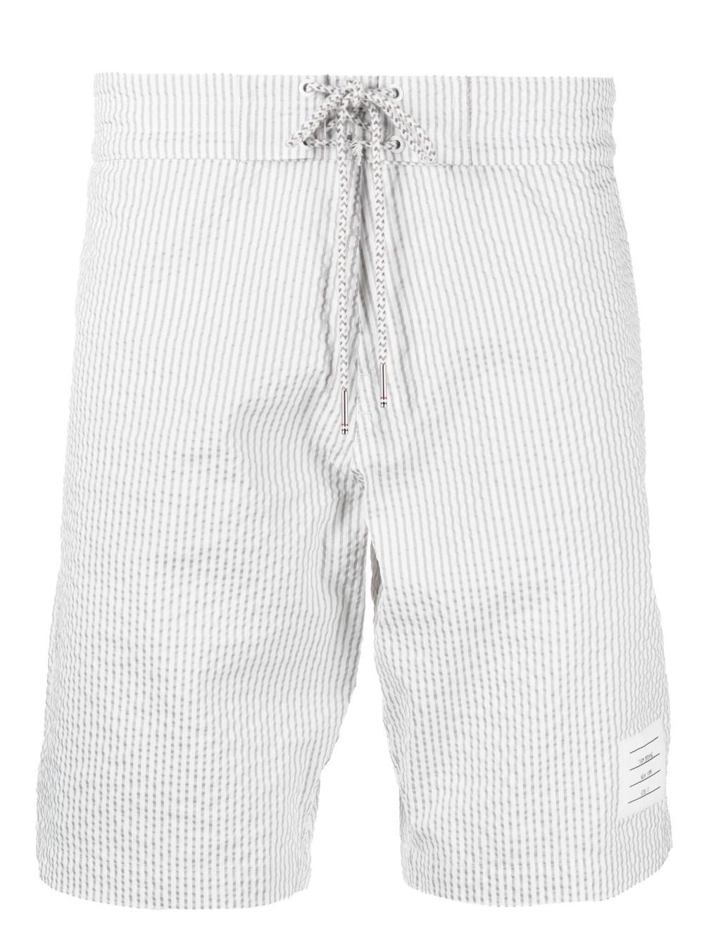 Thom Browne Seersucker Stripe-print Swim Shorts In White