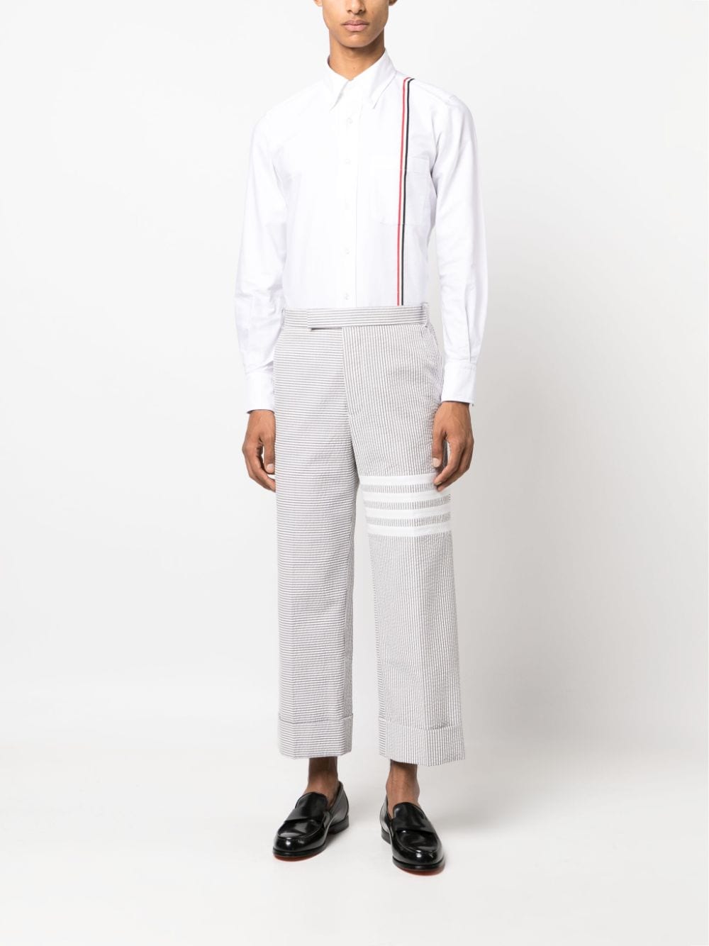 Shop Thom Browne Rwb Stripe Cotton Shirt In 白色