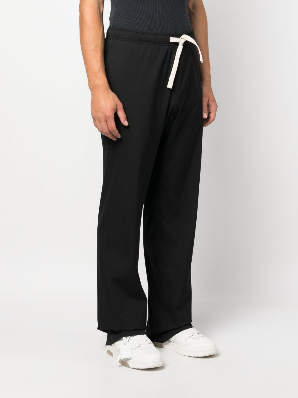 Shop Palm Angels Monogram-embroidered Straight-leg Trousers In Black