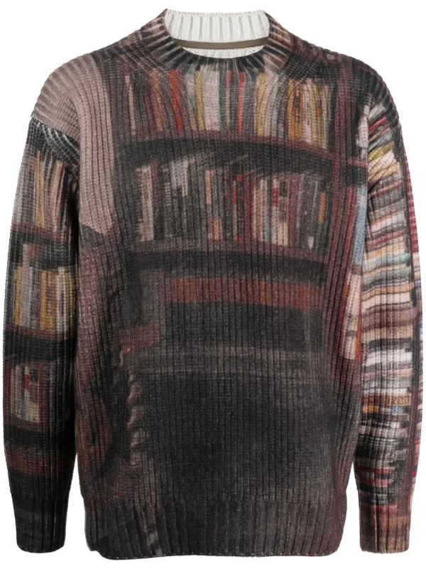 Sacai book-print chunky-knit Jumper - Farfetch