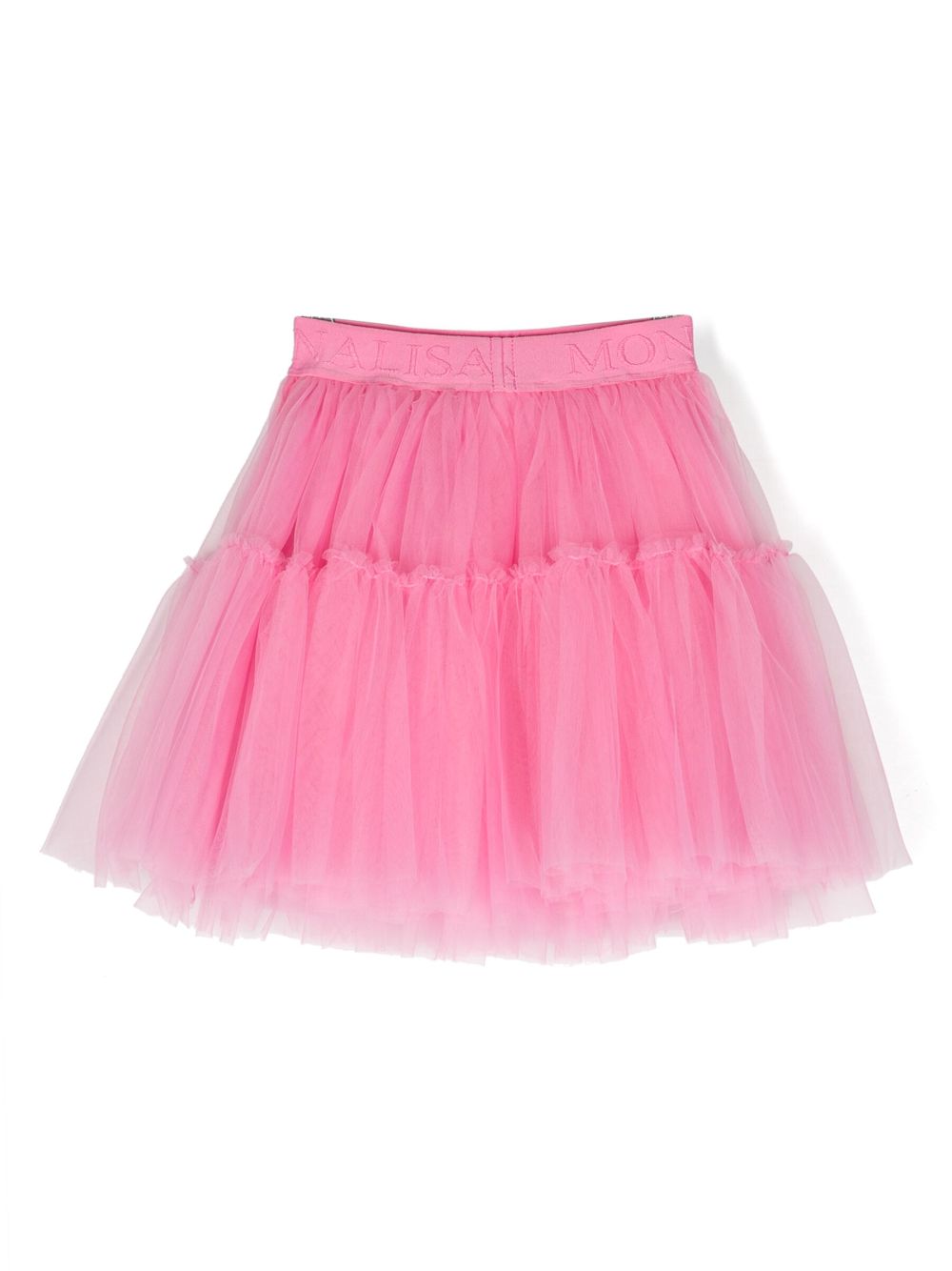 Monnalisa logo-waistband tulle tutu skirt - Roze