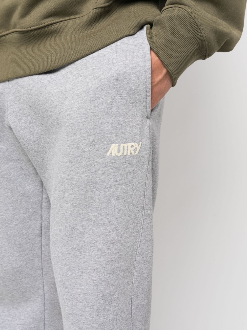 Shop Autry Logo-print Cotton Track Pants In Grey