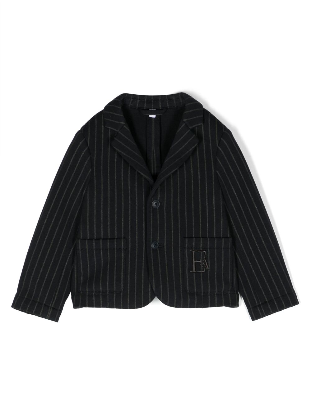 Emporio Armani Kids logo-embroidered pinstripe-pattern jacket - Blue