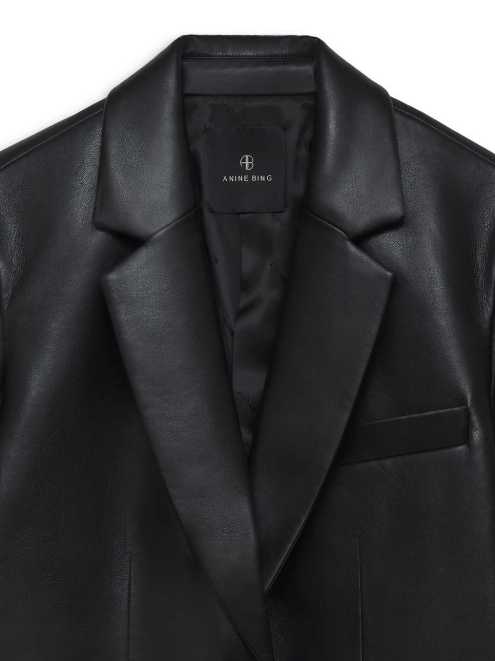 Shop Anine Bing Notched Recycled-leather Blazer In Black