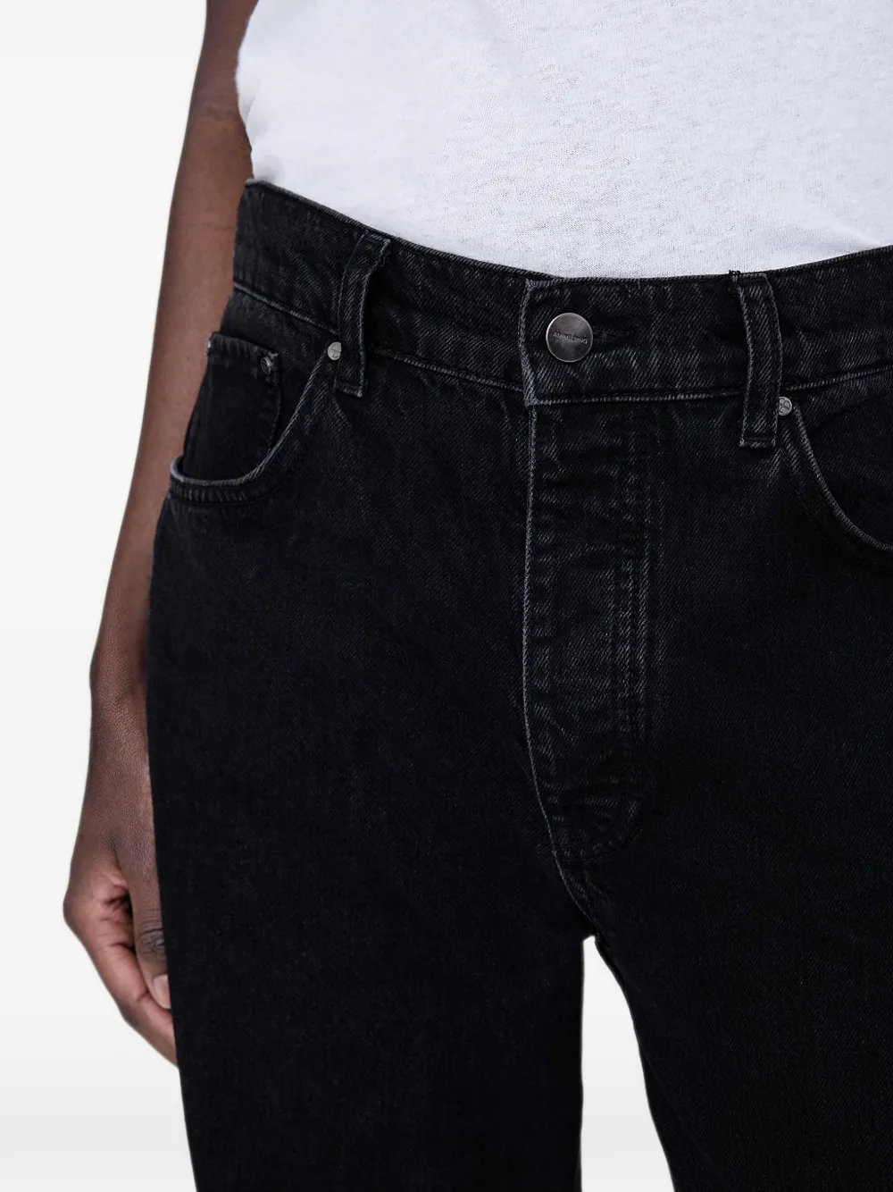 ANINE BING Hugh jeans met wijde pijpen en logopatch Zwart